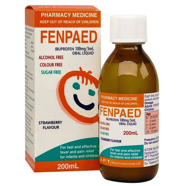 Fenpaed Ibuprofen Oral Liquid 200ml Bottle, 100mg/5ml Dosage NZ